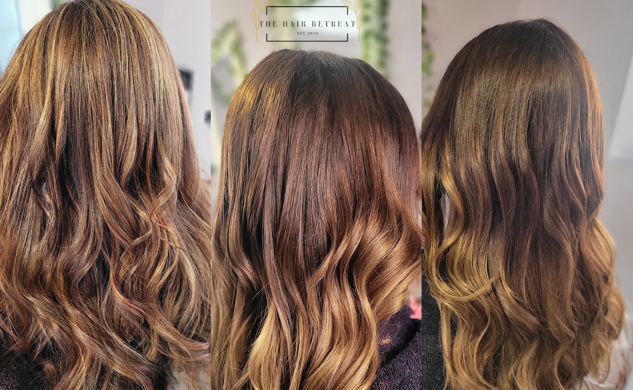 Brunette balayage from three angles